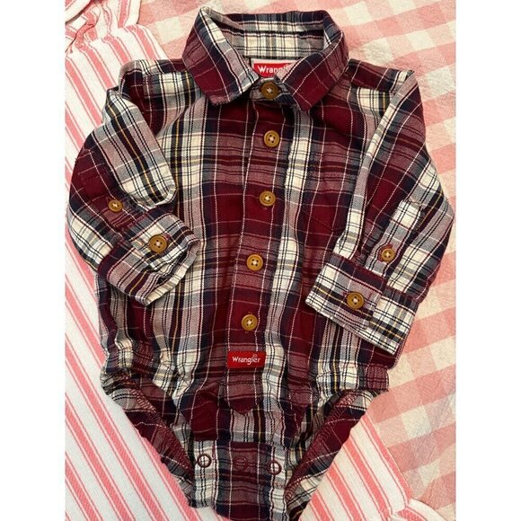 Wrangler Plaid One Piece Collared Outfit Size 3M - Picture 1 of 5